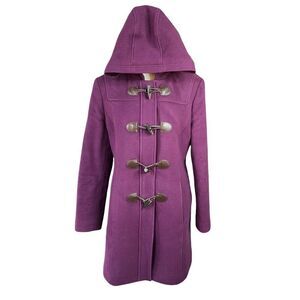 L.L. Bean Women's Hooded Bellandi Wool Duffle Coat Purple Size 8